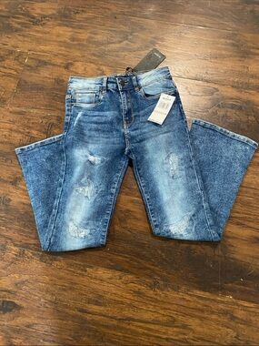 Hudson Jeans Men’s Light Distressed Blue Slim Straight Jeans